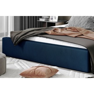 Lit double en tissu velours de qualité luxe, AUDE, bleu, 140x200