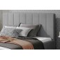 Lit double en tissu velours de qualité luxe, AUDE, gris, 140x200