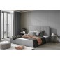 Lit double en tissu velours de qualité luxe, AUDE, gris, 140x200