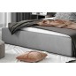 Lit double en tissu velours de qualité luxe, AUDE, gris, 140x200