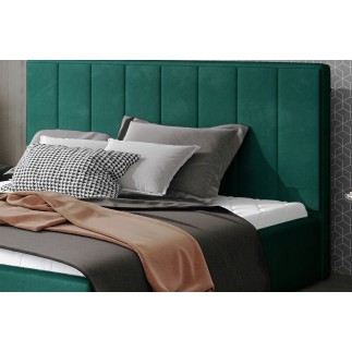 Lit double en tissu velours de qualité luxe, AUDE, vert, 140x200