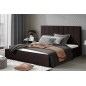 Lit double en tissu velours de qualité luxe, AUDE, chocolat, 140x200