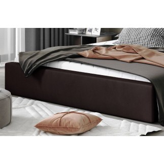 Lit double en tissu velours de qualité luxe, AUDE, chocolat, 140x200