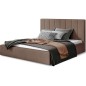 Lit double en tissu velours de qualité luxe, AUDE, marron, 140x200