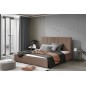 Lit double en tissu velours de qualité luxe, AUDE, marron, 140x200