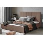 Lit double en tissu velours de qualité luxe, AUDE, marron, 140x200