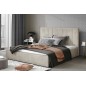 Lit double en tissu velours de qualité luxe, AUDE, beige, 160x200