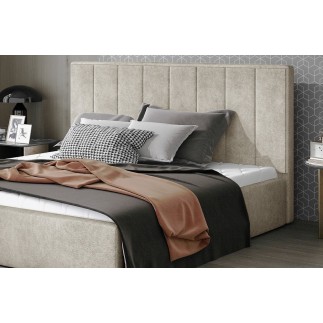 Lit double en tissu velours de qualité luxe, AUDE, beige, 160x200