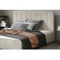 Lit double en tissu velours de qualité luxe, AUDE, beige, 160x200