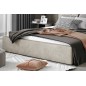Lit double en tissu velours de qualité luxe, AUDE, beige, 160x200