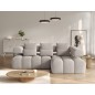 Canapé d'angle convertible en tissu bouclette beige luxe 5 places LEONI, angle droit (vu de face)