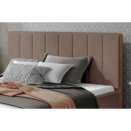 Lit double en tissu velours de qualité luxe, AUDE, marron, 160x200
