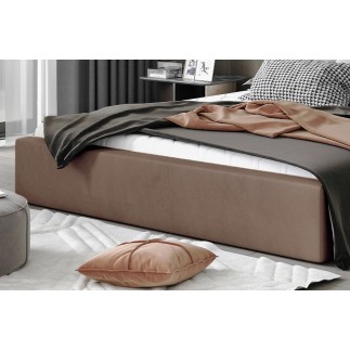 Lit double en tissu velours de qualité luxe, AUDE, marron, 160x200