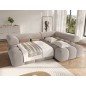 Canapé d'angle convertible en tissu bouclette beige luxe 5 places LEONI, angle droit (vu de face)