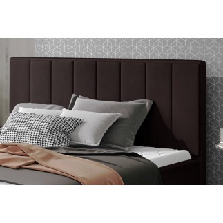 Lit double en tissu velours de qualité luxe, AUDE, chocolat, 160x200
