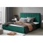Lit double en tissu velours de qualité luxe, AUDE, vert, 160x200