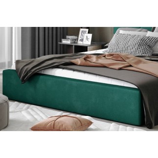 Lit double en tissu velours de qualité luxe, AUDE, vert, 160x200