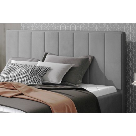 Lit double en tissu velours de qualité luxe, AUDE, gris, 160x200