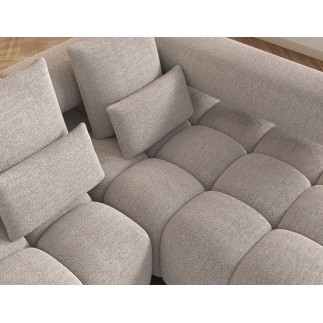 Canapé d'angle convertible en tissu bouclette beige luxe 5 places LEONI