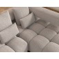 Canapé d'angle convertible en tissu bouclette beige luxe 5 places LEONI, angle droit (vu de face)