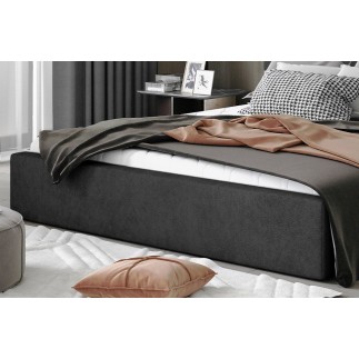 Lit double en tissu velours de qualité luxe, AUDE, anthracite, 160x200