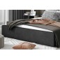Lit double en tissu velours de qualité luxe, AUDE, anthracite, 180x200