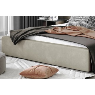 Lit double en tissu velours de qualité luxe, AUDE, beige, 180x200