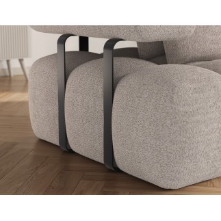 Canapé d'angle convertible en tissu bouclette beige luxe 5 places LEONI