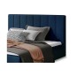 Lit double en tissu velours de qualité luxe, AUDE, bleu, 180x200