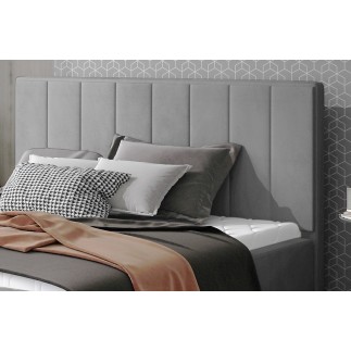 Lit double en tissu velours de qualité luxe, AUDE, gris, 180x200