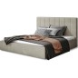Lit double en tissu velours de qualité luxe, AUDE, beige, 200x200