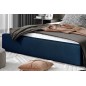 Lit double en tissu velours de qualité luxe, AUDE, bleu, 200x200