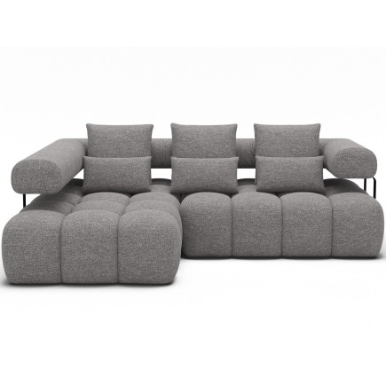 Canapé d'angle convertible en tissu luxe gris 5 places LEONI