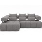Canapé d'angle convertible en tissu luxe gris 5 places LEONI, angle gauche (vu de face) Canapé d'angle convertible en tissu luxe gris 5 places LEONI, angle gauche (vu de face)