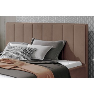 Lit double en tissu velours de qualité luxe, AUDE, marron, 200x200