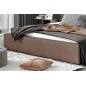 Lit double en tissu velours de qualité luxe, AUDE, marron, 200x200