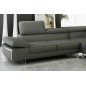 Canapé d'angle, en cuir italien (cuir spécial luxe) 5/6 places GUCI, gris foncé, angle droit