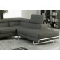 Canapé d'angle, en cuir italien (cuir spécial luxe) 5/6 places GUCI, gris foncé, angle droit