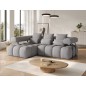 Canapé d'angle convertible en tissu luxe gris 5 places LEONI, angle gauche (vu de face) Canapé d'angle convertible en tissu luxe gris 5 places LEONI, angle gauche (vu de face)