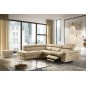 Canapé d'angle relax en 100% tout cuir de luxe italien avec relax électrique et coffre -, 5/6 places SORENTO, beige, angle gauch