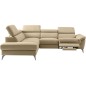Canapé d'angle relax en 100% tout cuir de luxe italien avec relax électrique et coffre -, 5/6 places SORENTO, beige, angle gauch
