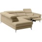 Canapé d'angle relax en 100% tout cuir de luxe italien avec relax électrique et coffre -, 5/6 places SORENTO, beige, angle gauch
