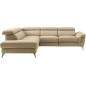 Canapé d'angle relax en 100% tout cuir de luxe italien avec relax électrique et coffre -, 5/6 places SORENTO, beige, angle gauch