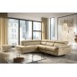 Canapé d'angle relax en 100% tout cuir de luxe italien avec relax électrique et coffre -, 5/6 places SORENTO, beige, angle gauch
