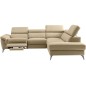 Canapé d'angle relax en 100% tout cuir de luxe italien avec relax électrique et coffre, 5/6 places SORENTO, beige, angle droit (