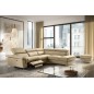 Canapé d'angle relax en 100% tout cuir de luxe italien avec relax électrique et coffre, 5/6 places SORENTO, beige, angle droit (