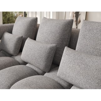 Canapé d'angle convertible en tissu luxe gris 5 places LEONI