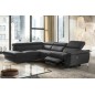 Canapé d'angle relax en 100% tout cuir de luxe italien avec relax électrique et coffre, 5/6 places SORENTO, noir, angle gauche
