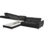 Canapé d'angle relax en 100% tout cuir de luxe italien avec relax électrique et coffre, 5/6 places SORENTO, noir, angle gauche