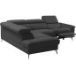 Canapé d'angle relax en 100% tout cuir de luxe italien avec relax électrique et coffre, 5/6 places SORENTO, noir, angle gauche